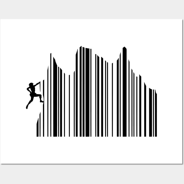 Climbing Barcode Mountains Hiking Wall Art by Shirtbubble